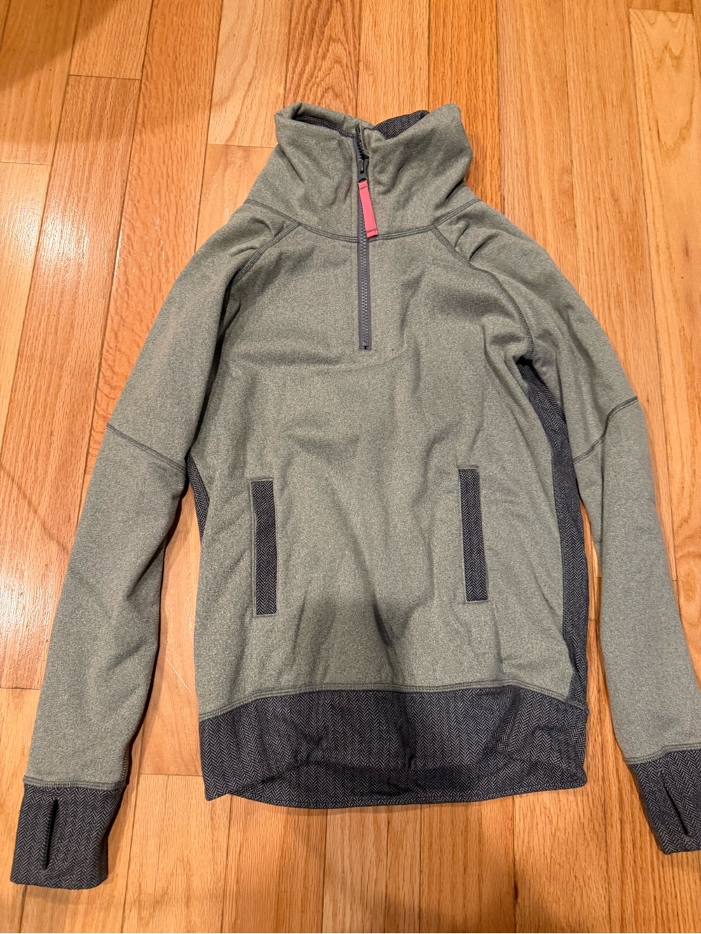Ivivva Olive Green & Charcoal Half-Zip Kids Puffer Pullover